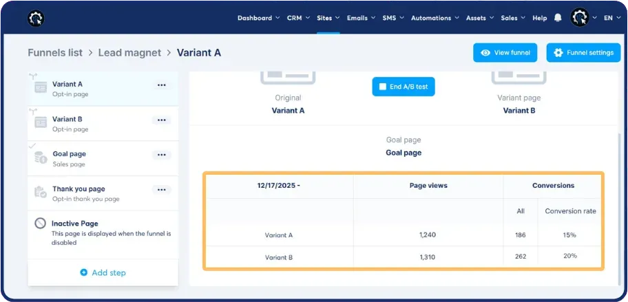 A SCALR order form step with product, price and payment options configured.