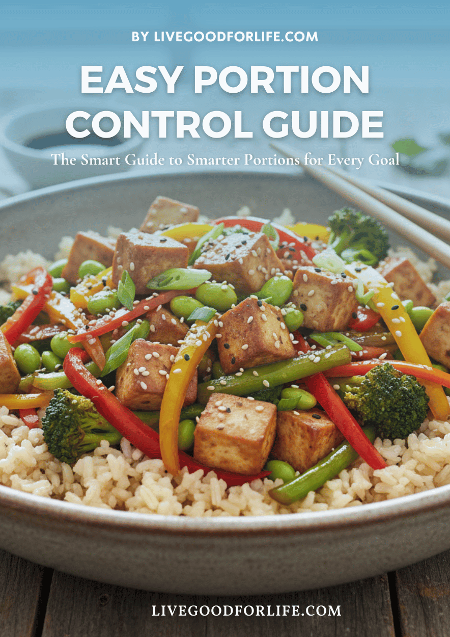 Same food different portions visual example for portion control