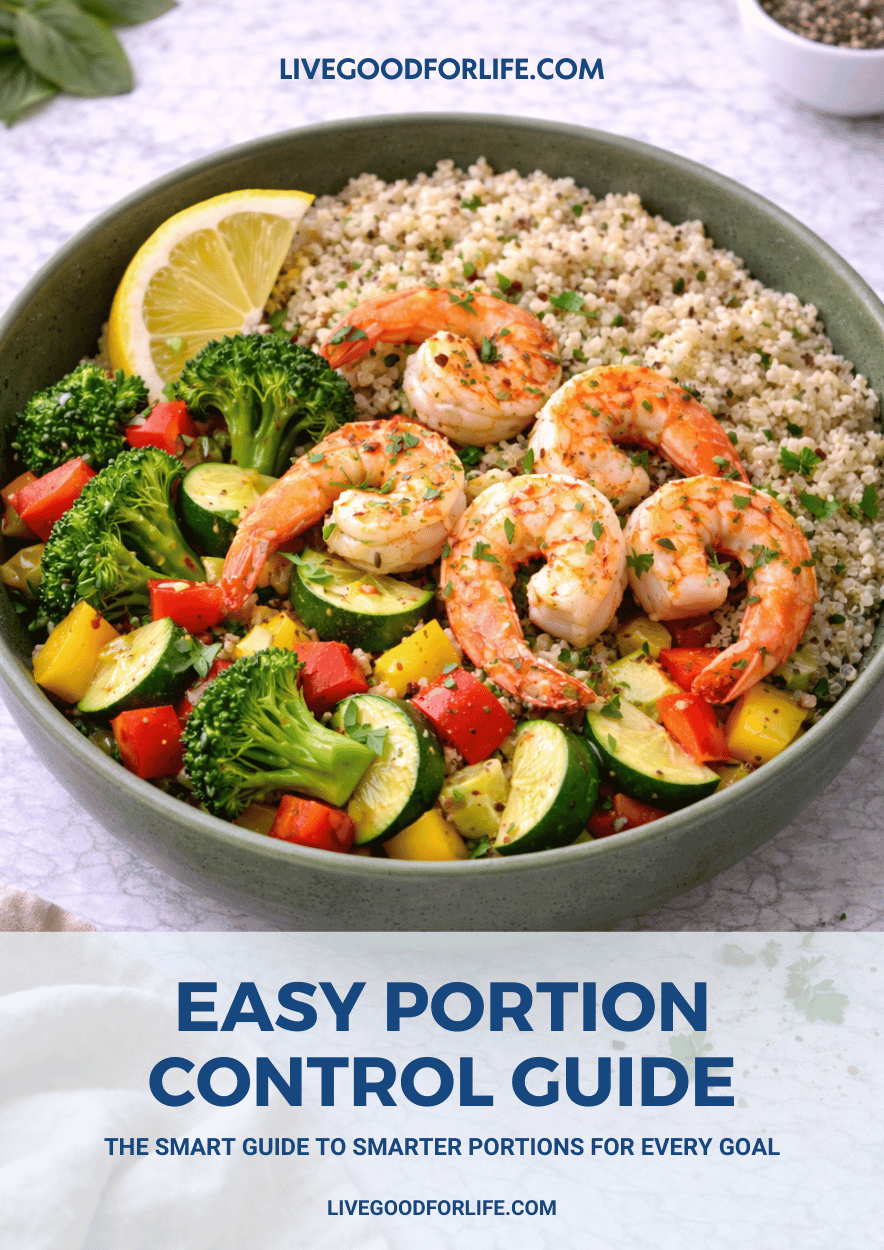 Easy portion control visual guide with balanced meal sections