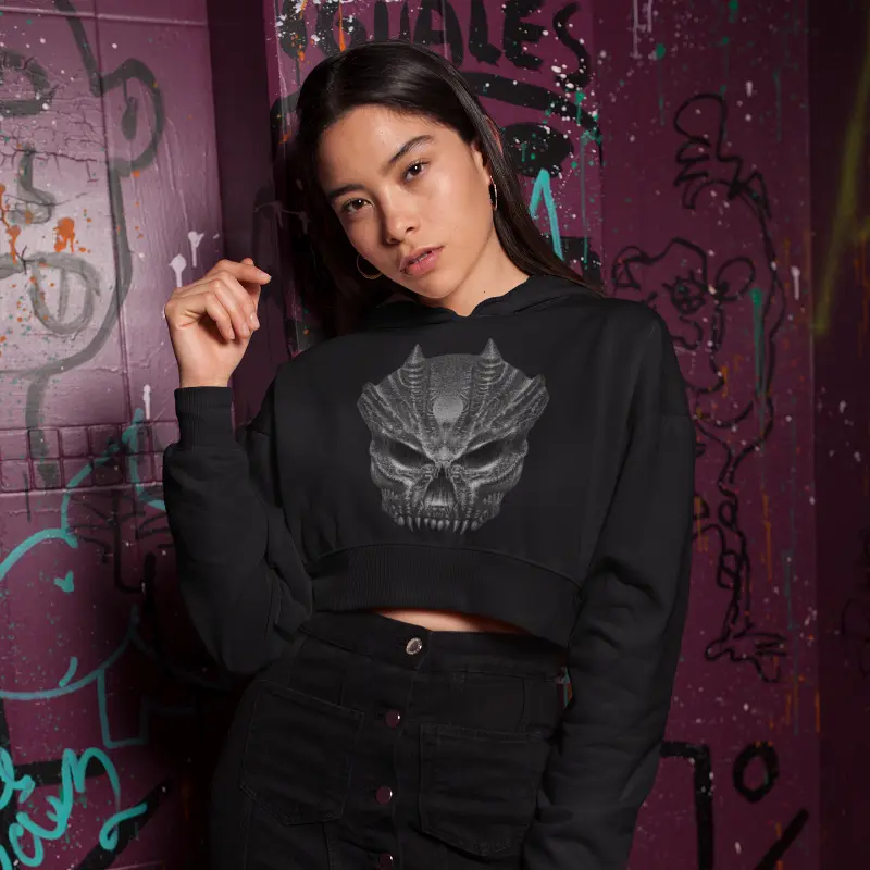 Grey Skull by Michael Quarz on hoodie