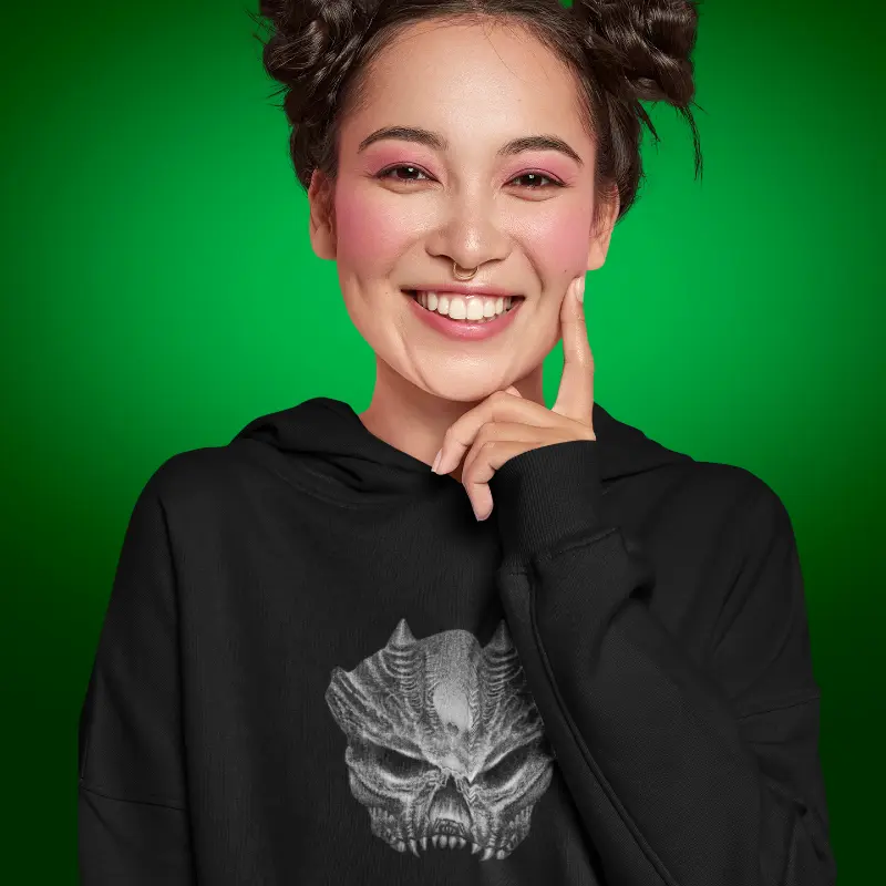 Grey Skull by Michael Quarz on hoodie