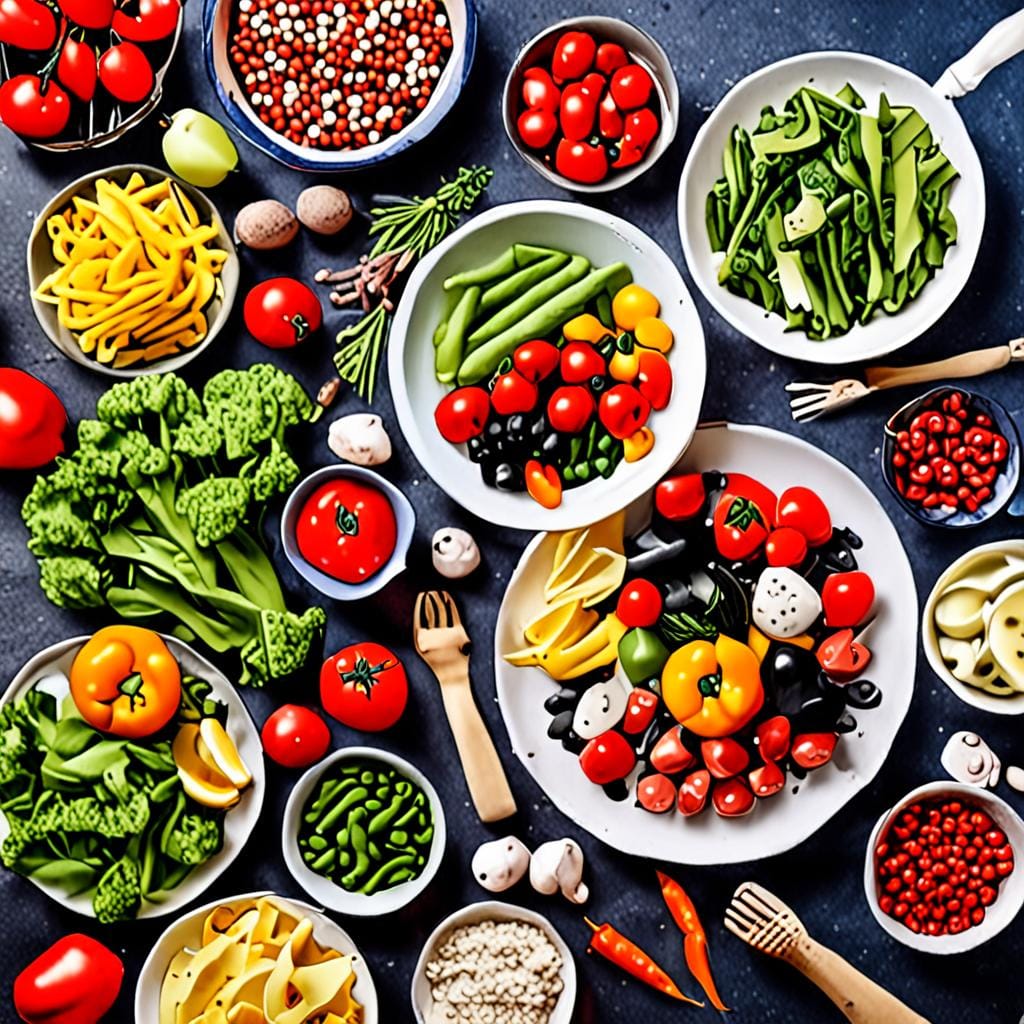 balanced mediterranean meal colorful vegetables