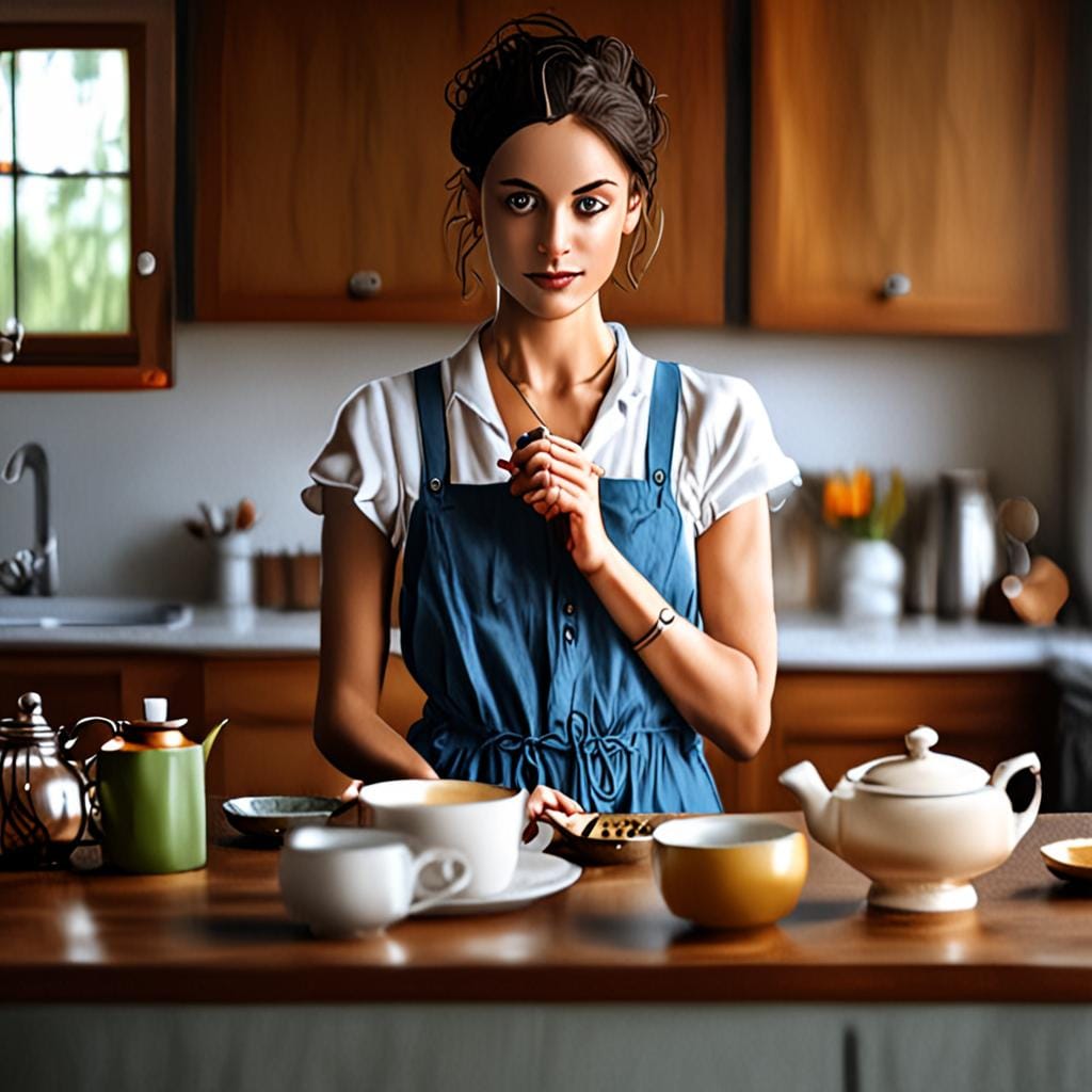 woman tea mindful pause kitchen
