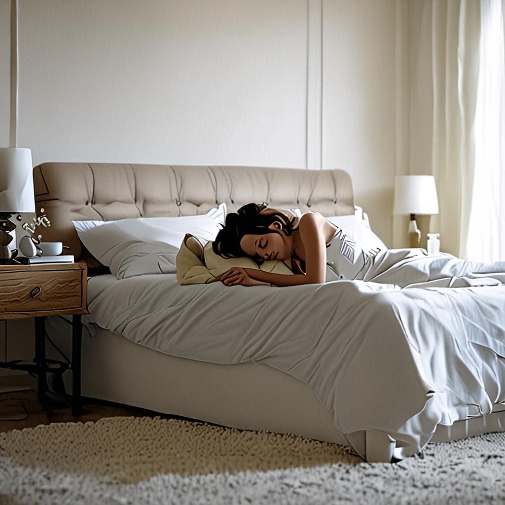 woman sleeping peaceful soft bedroom