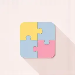 puzzle pieces connecting soft pastel icon simple