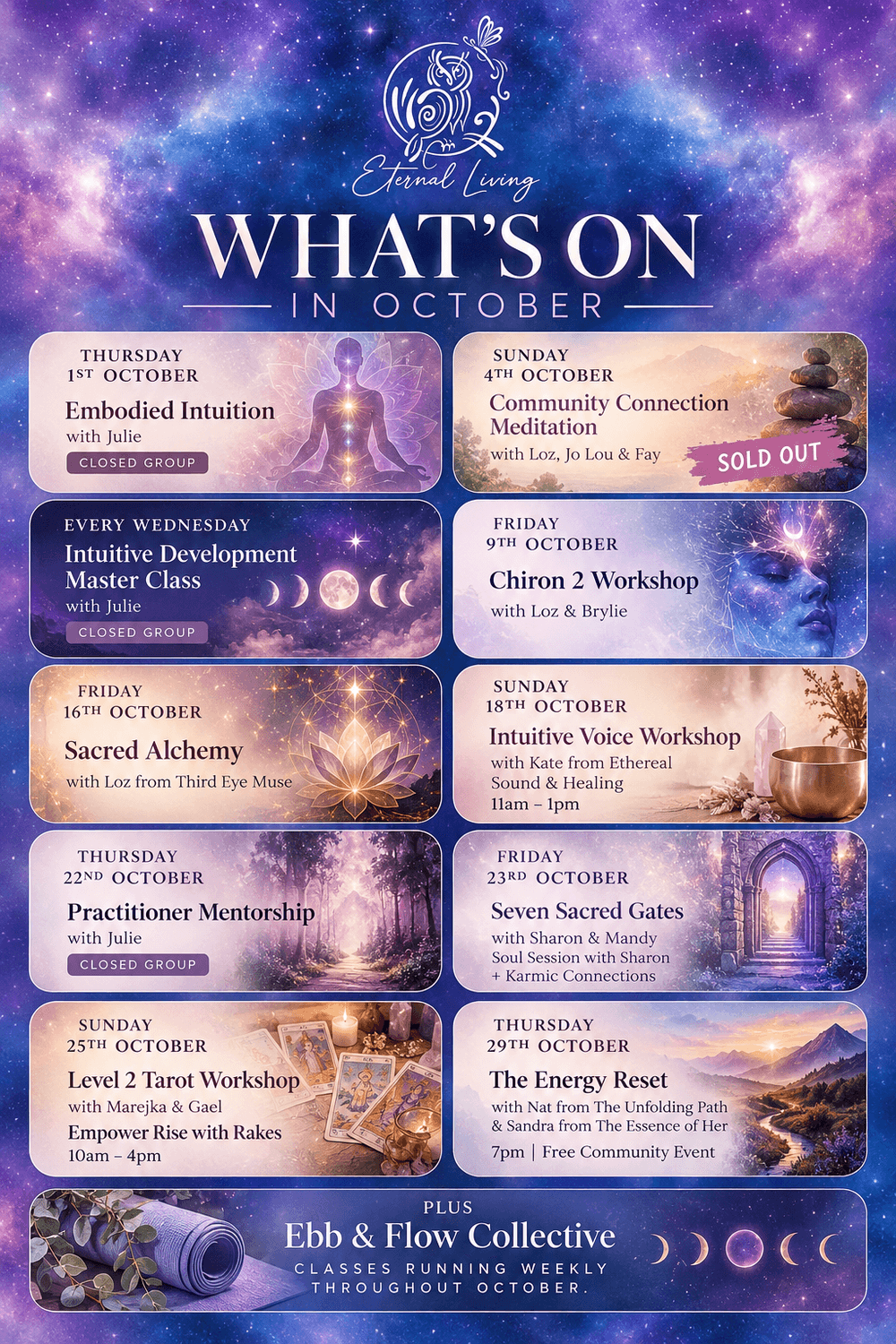 Workshops and Events in August at Eternal Living