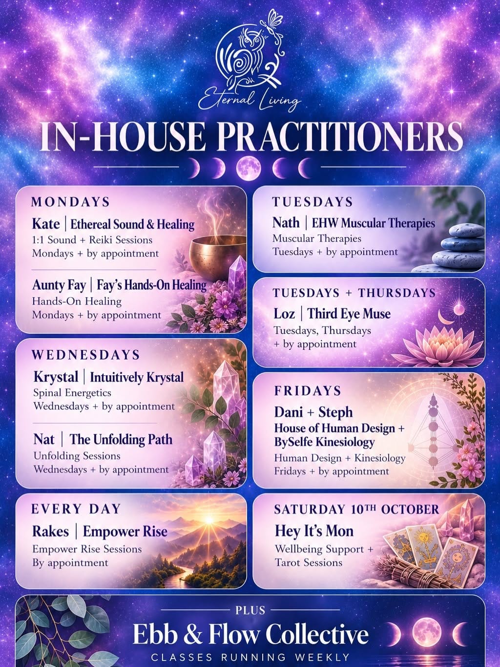 Services and modalities Eternal Living