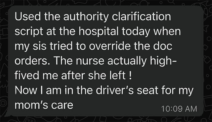 Caregiver testimonial