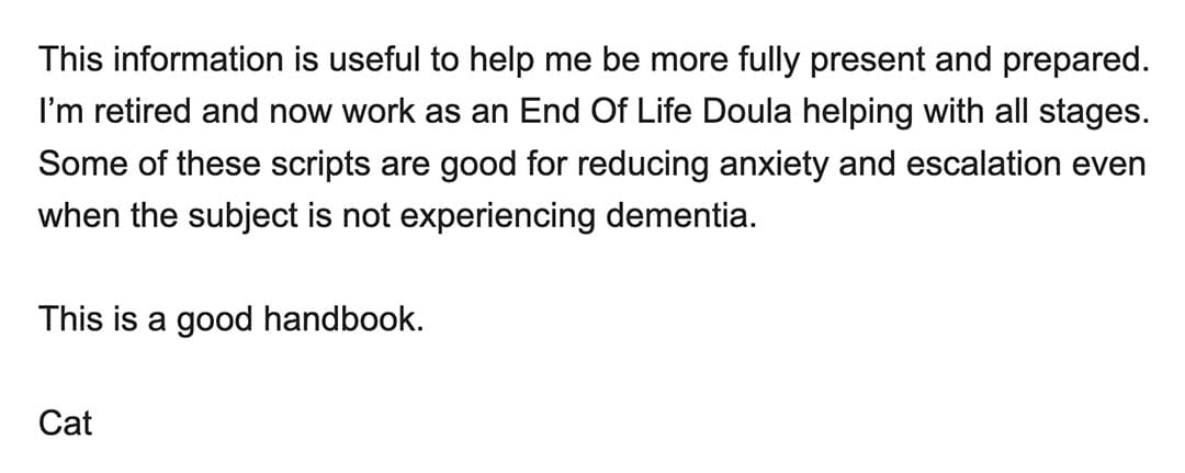 Caregiver testimonial
