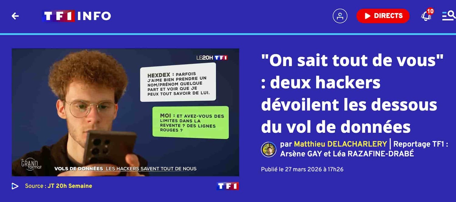 Reportage sur l'impact du vol de données par TF1
