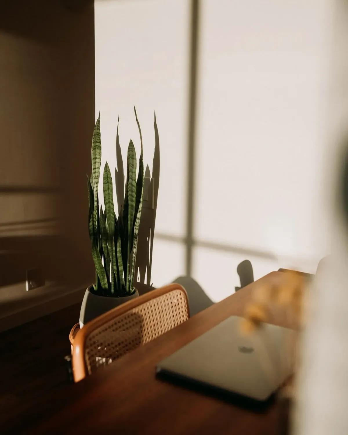 Portátil sobre una mesa de madera