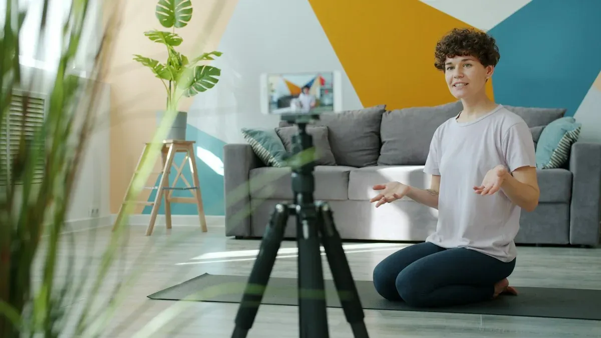 Persona grabando contenido con un trípode