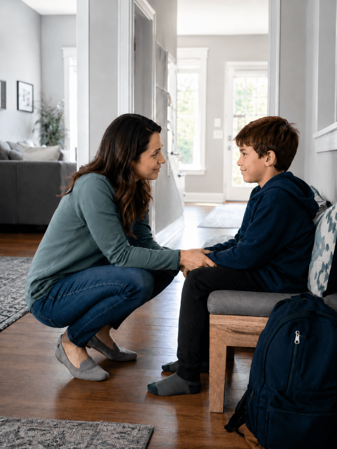 A calm, connected moment between parent and child