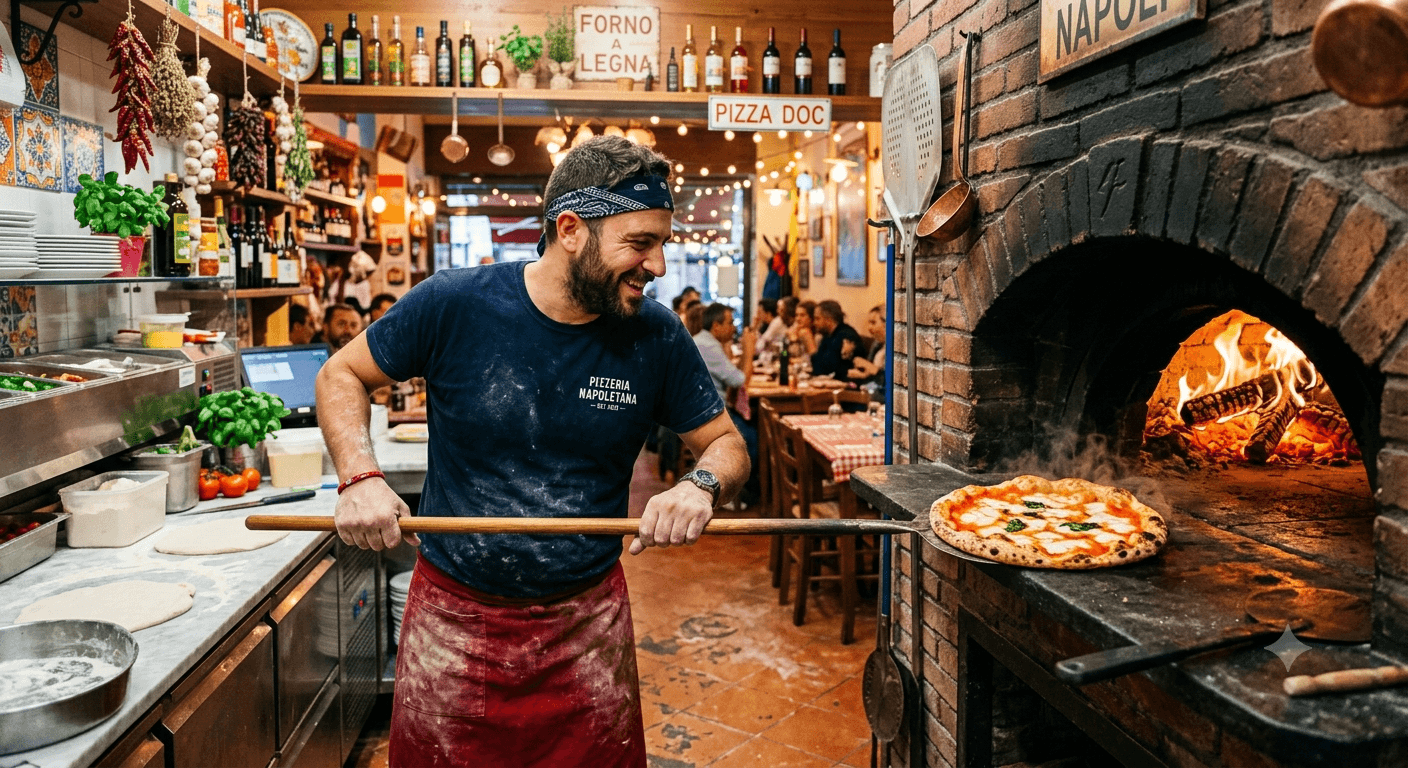 Preparación de pizza en proceso