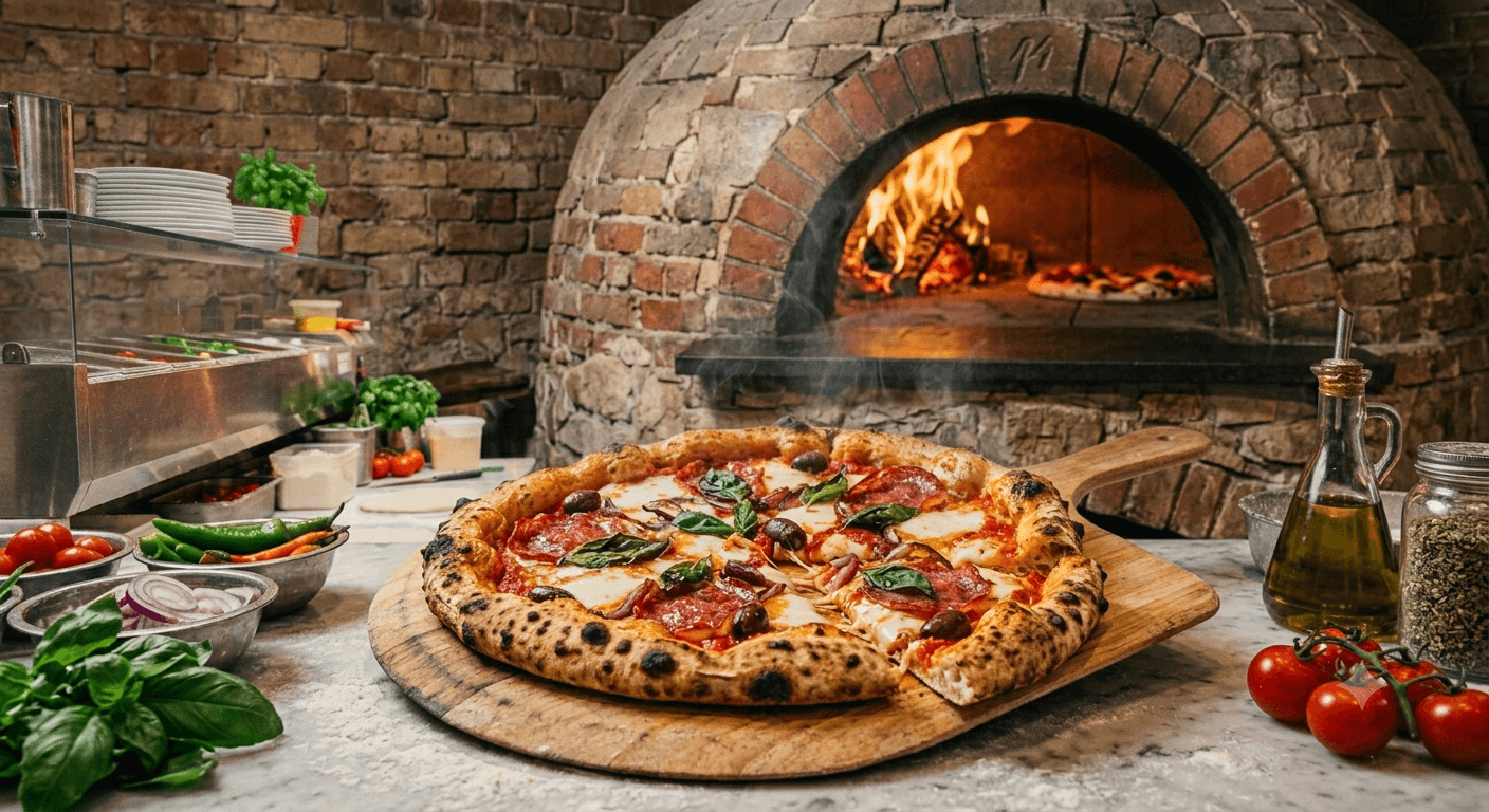 Pizza recién horneada