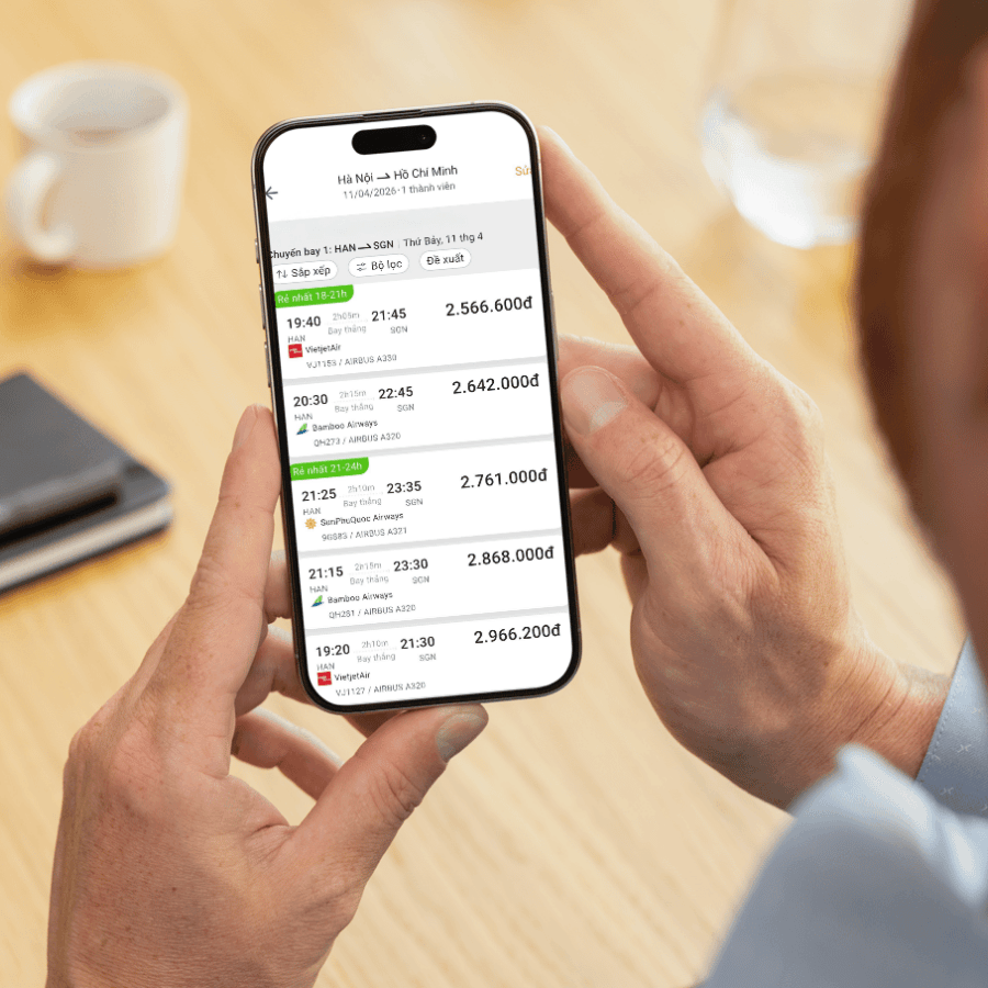 giao diện app Vntrip TMS đặt vé máy máy bay
