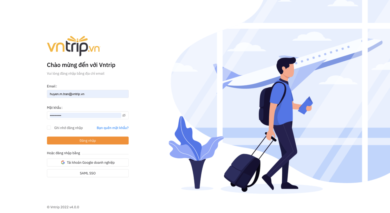 Đăng nhập hệ thống Vntrip TMS