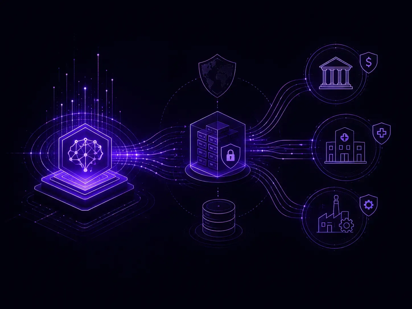 Anthropic enterprise AI infrastructure connecting secure Claude deployments with banking, healthcare, and manufacturing systems