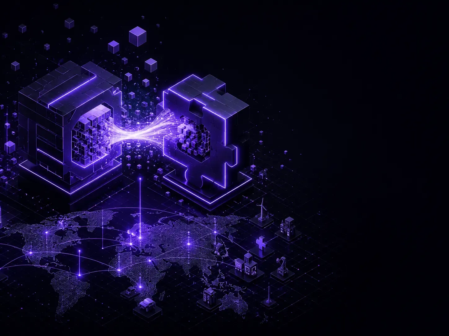 Neon-on-dark AI infrastructure illustration representing Nvidia’s reported $12.9 billion acquisition of Hugging Face, open-source AI models, model hosting, developers, and M&A.