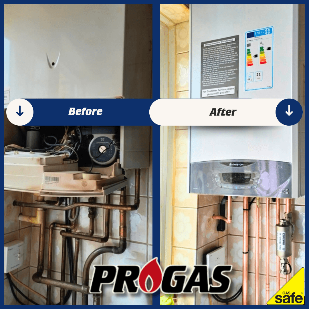 Boiler installation before and after