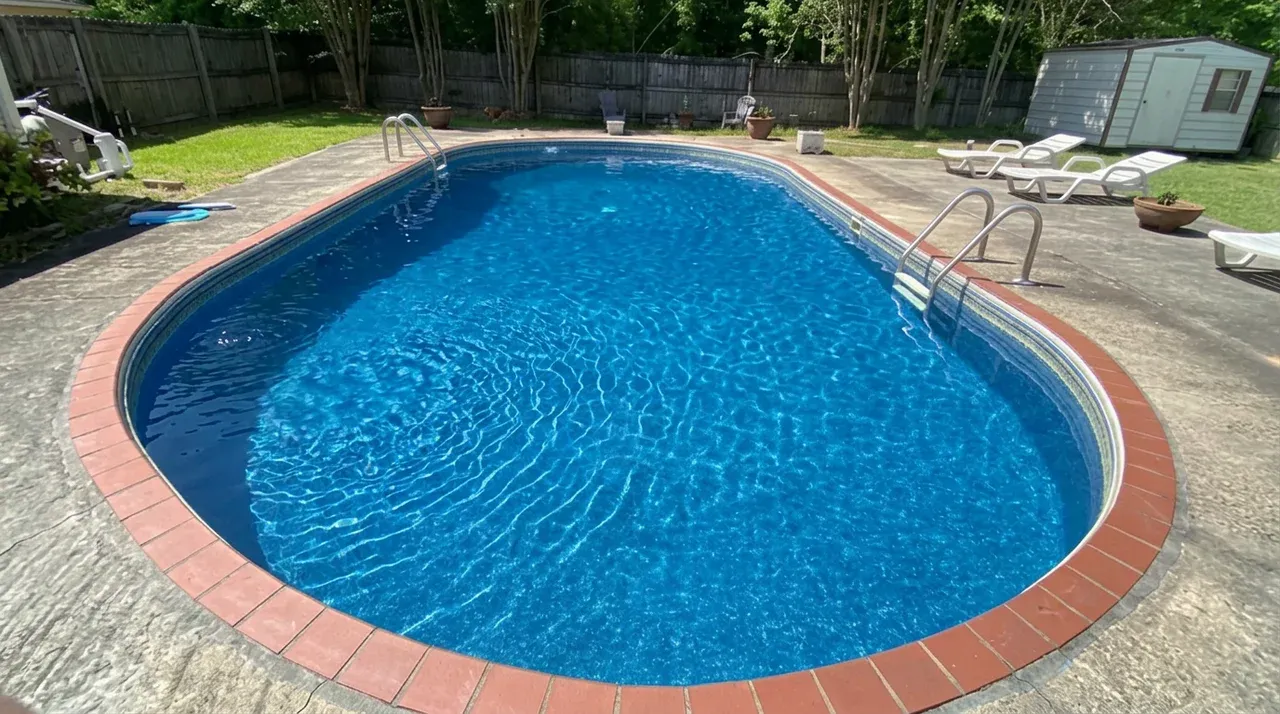 The same swimming pool running clear sparkling blue after the ActivatorD copper and zinc treatment