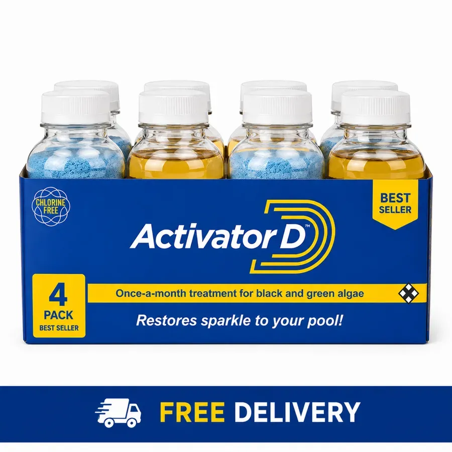 ActivatorD 4-Pack box, four months of pool algae treatment