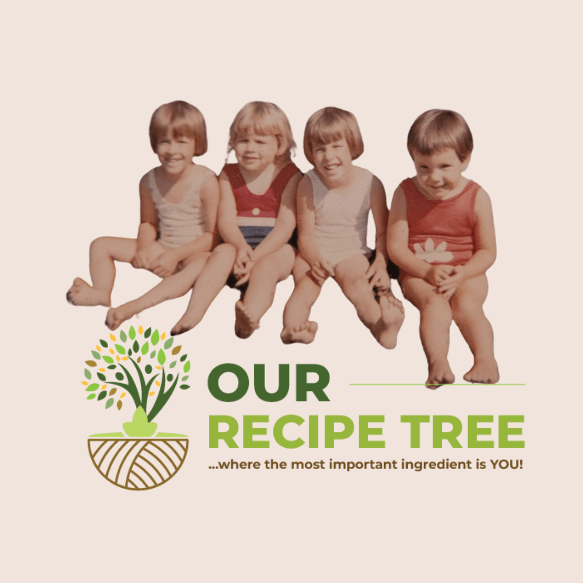 Childhood photo of cousins Jane, Norma, Jill and Annie, the original Tart Thieves behind the Our Recipe Tree family story.