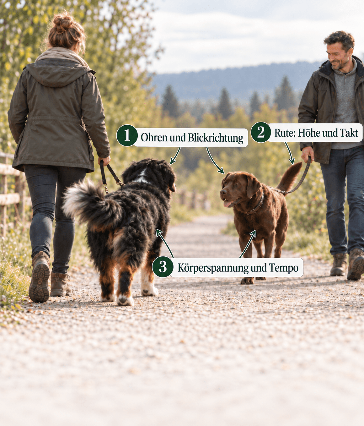 Zwei Hunde begegnen sich – markierte Signale