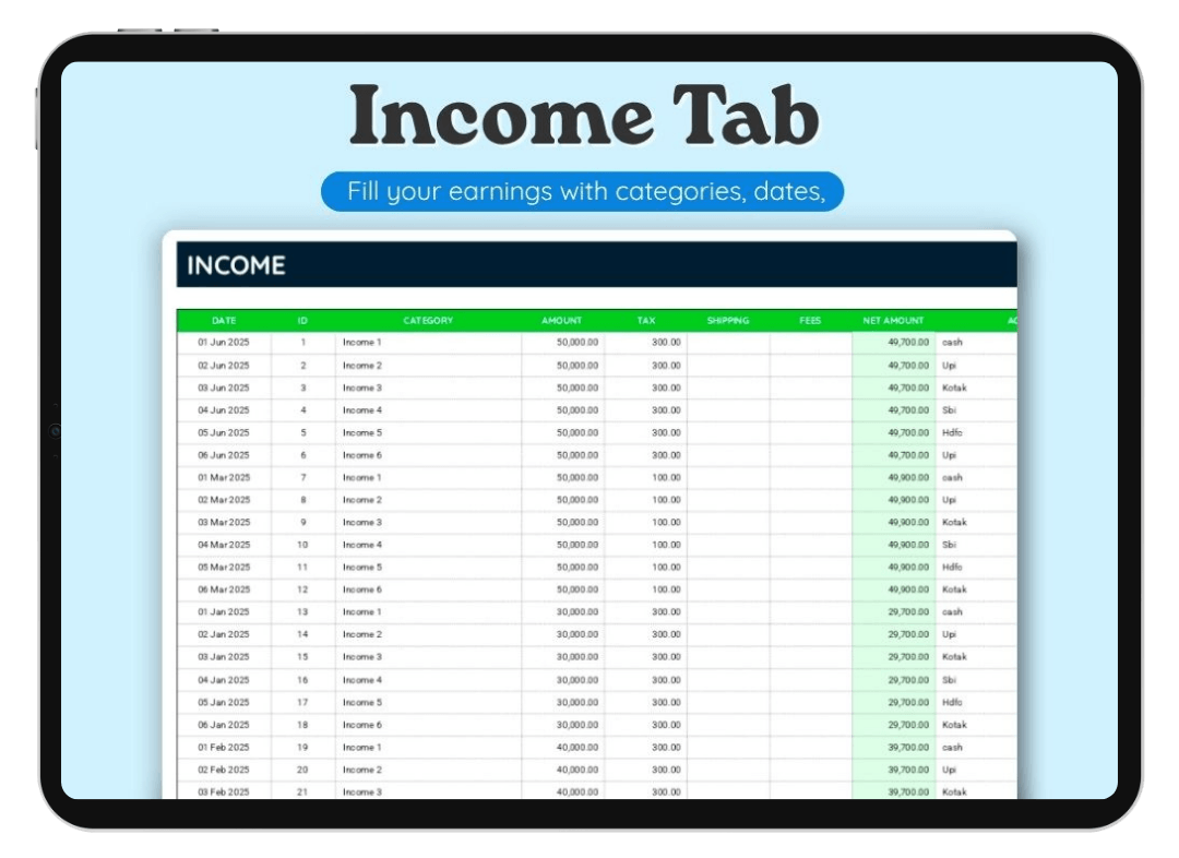 Income Tab