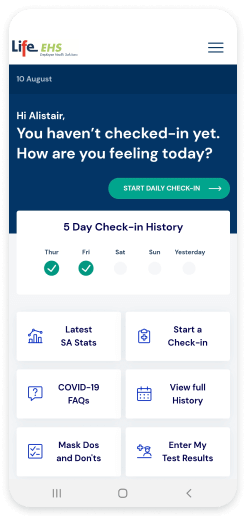 LifeRISK app home screen