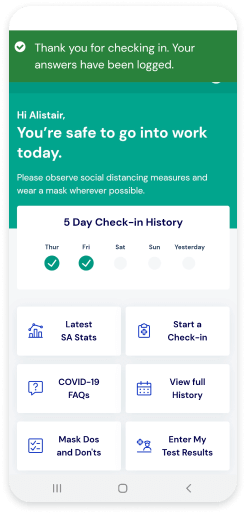 LifeRISK app check-in ok screen