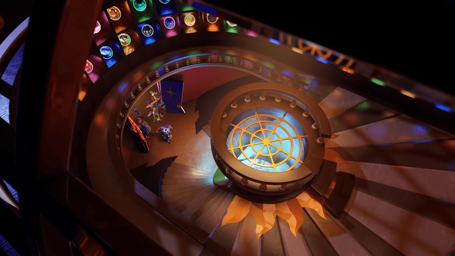 A screenshot from the inside of Caine's office.