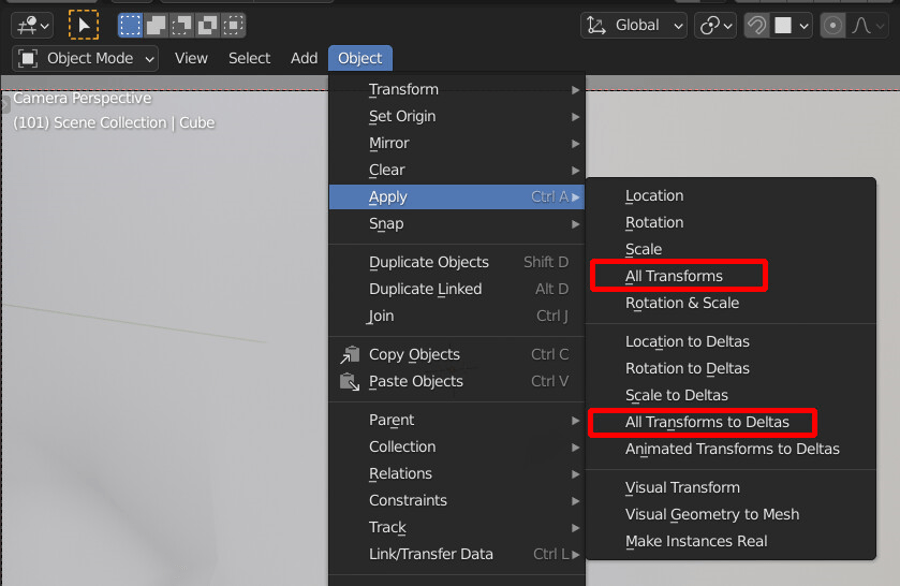 Apply Transforms Before Rigging or Export