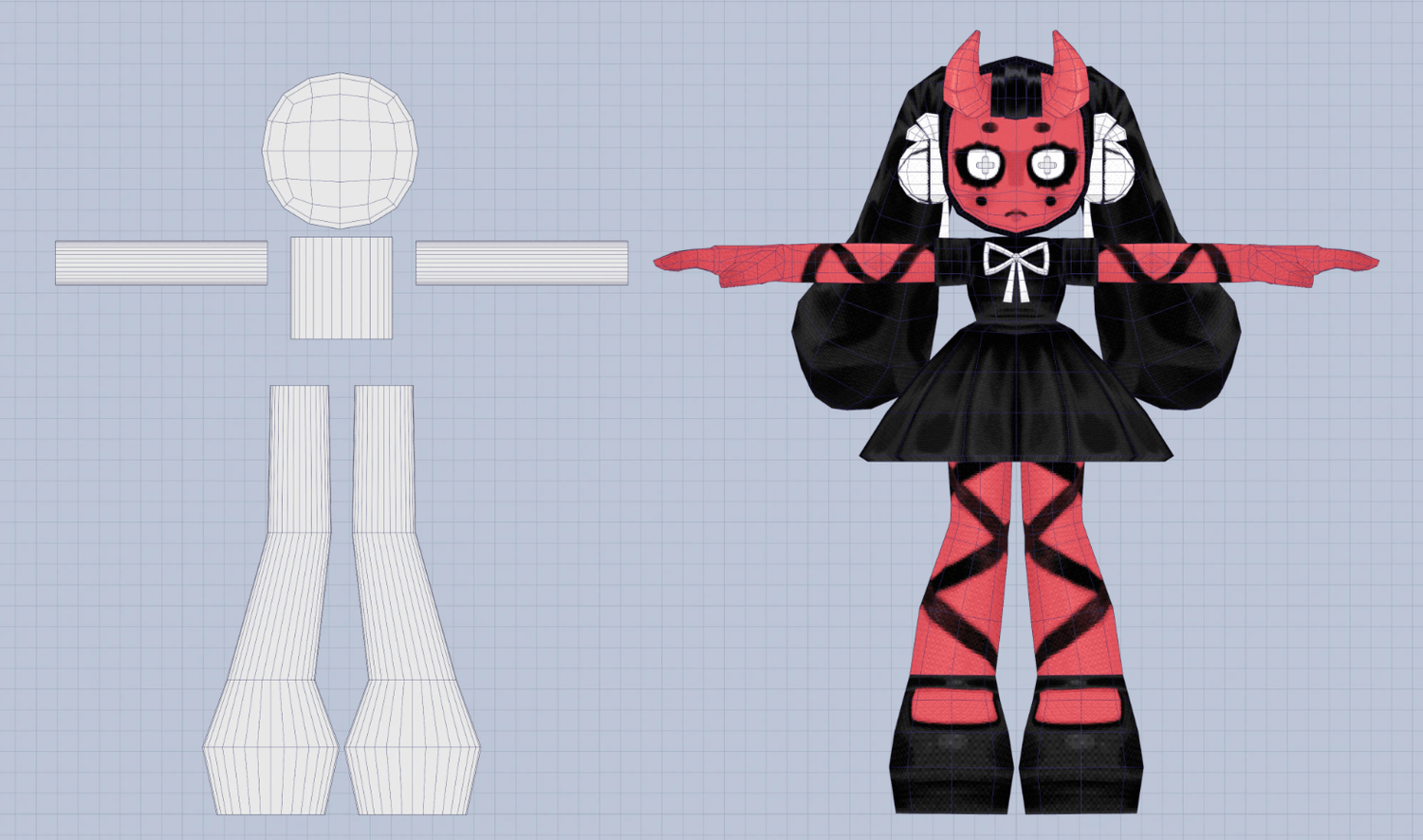 A topology comparison between the base and final version of a character!