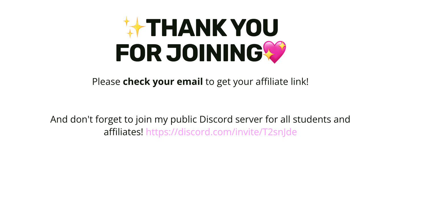 Thank you for your assistance confirmation page