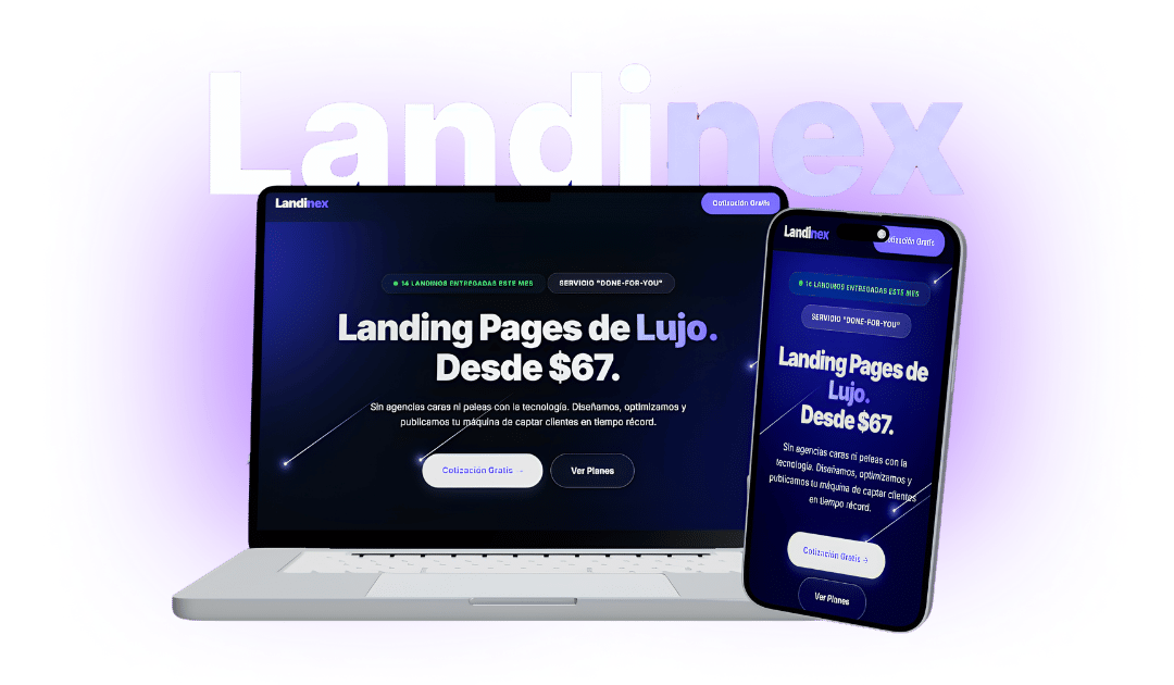 Mockup Landinex en computador y celular