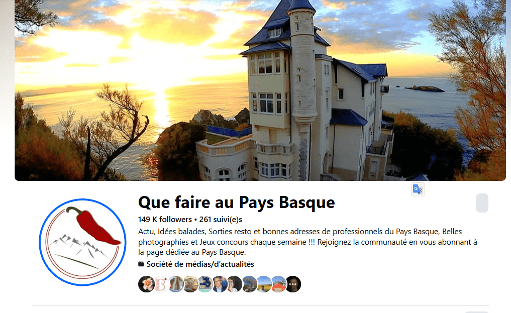 Page locale Que faire au Pays Basque, 149 000 abonnés