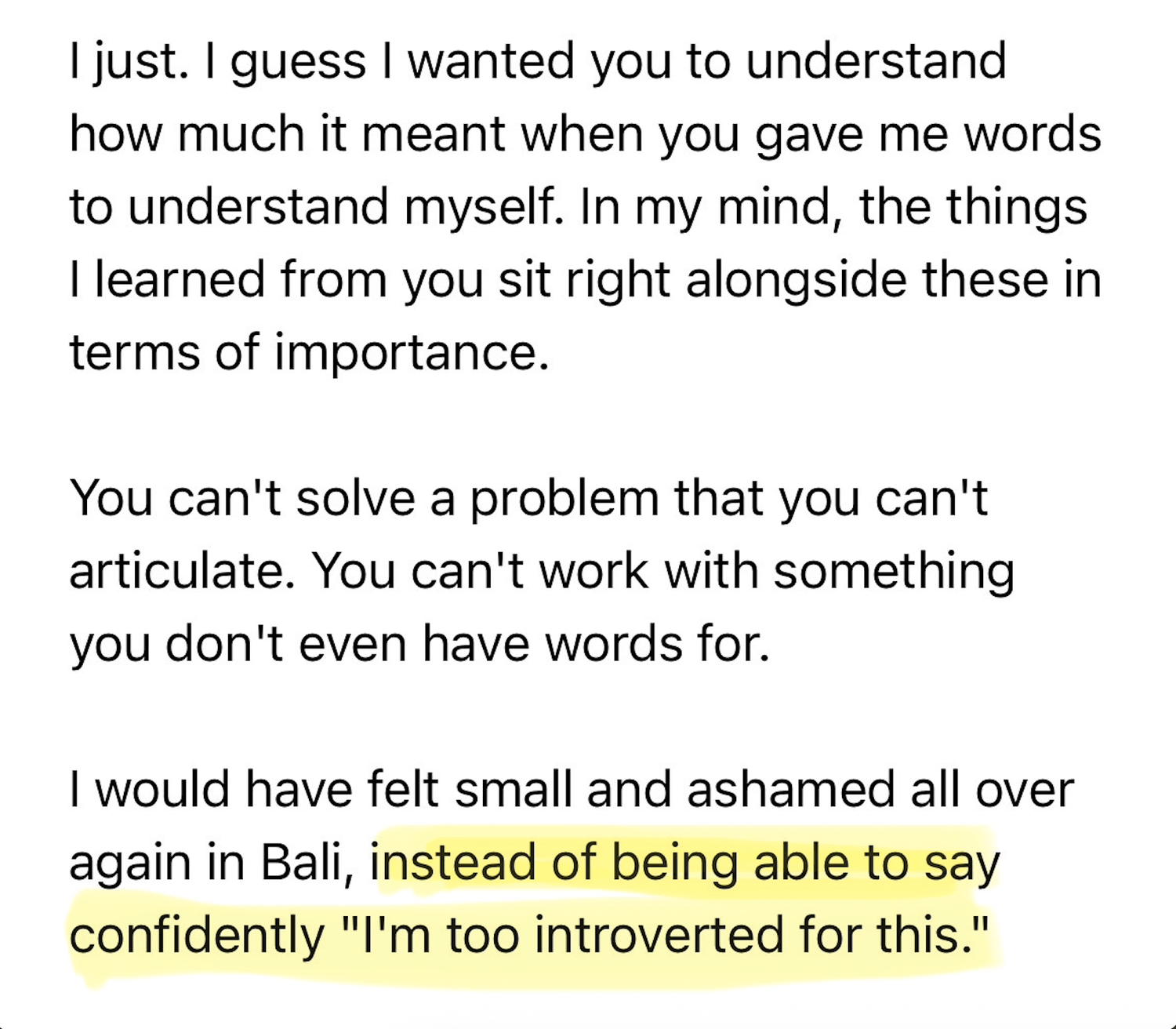 Reader message about realising it was an introvert thing, not a me thing