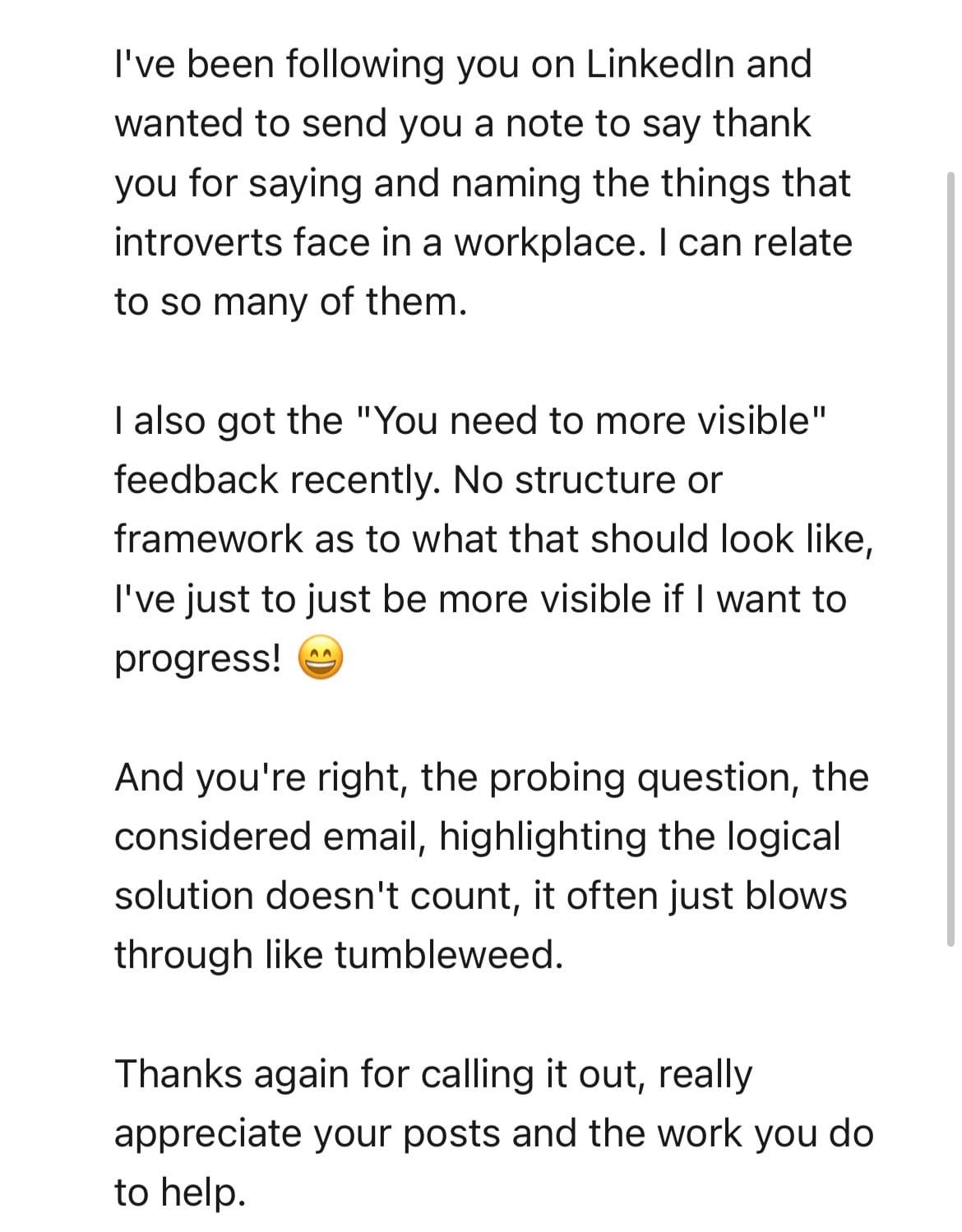 LinkedIn testimonial