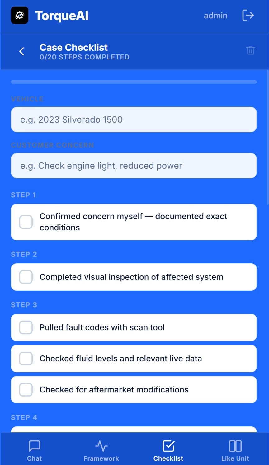 TorqueAI checklist