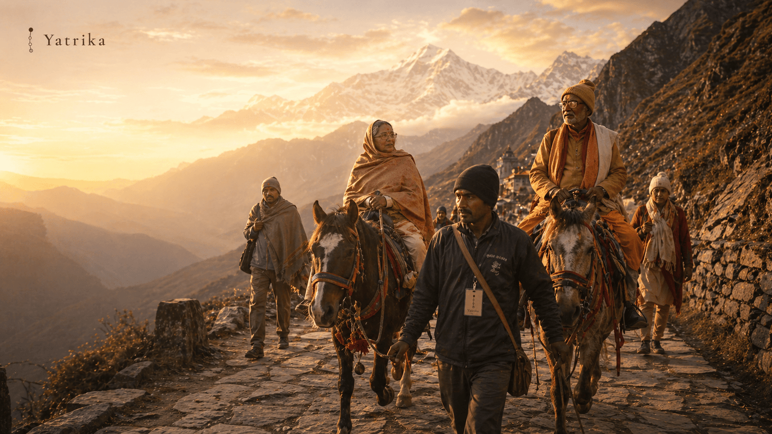 Elderly pilgrims on ponies on Kedarnath route