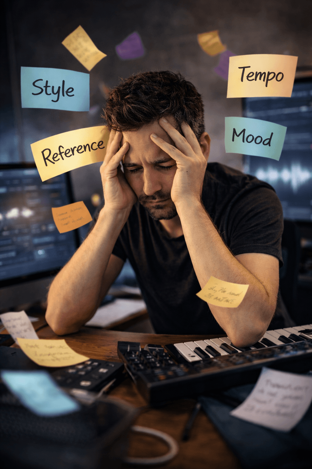 Notes de travail et décisions musicales dispersées