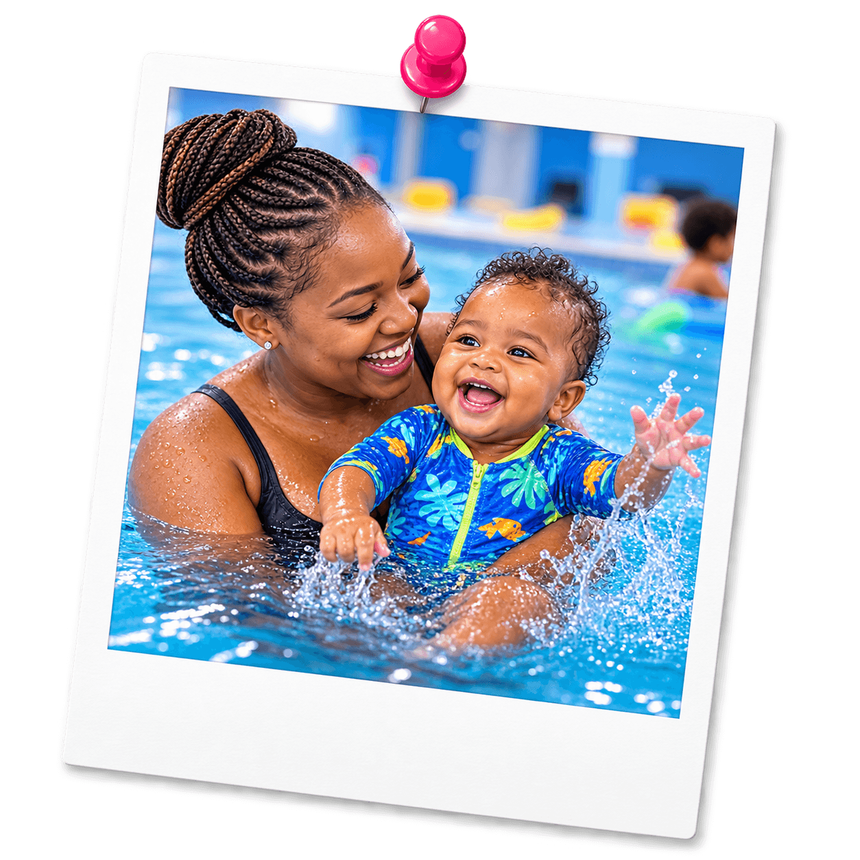 Mom and baby enjoying the pool together