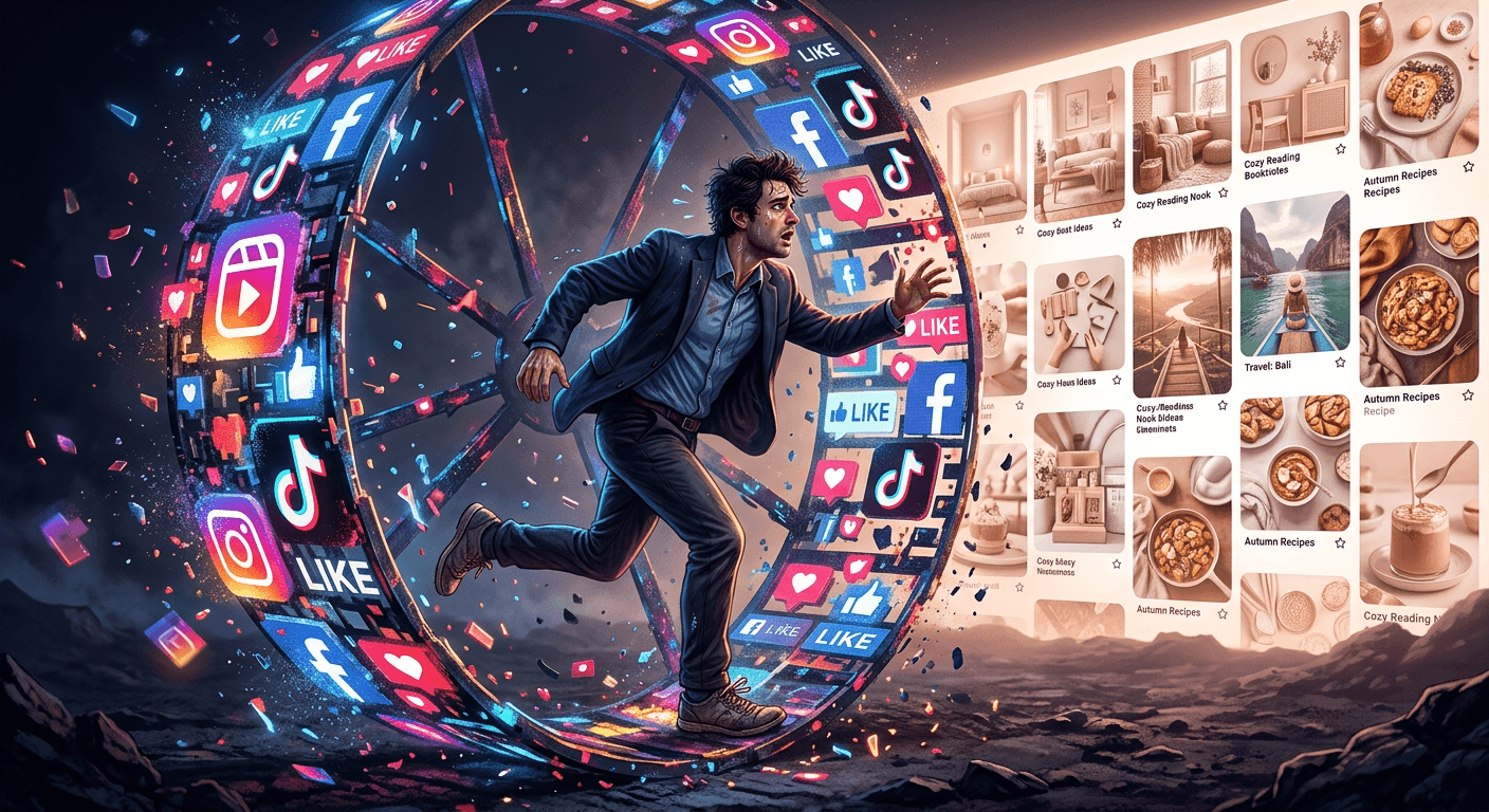 social-media-content-hamster-wheel-instagram-tiktok-facebook-no-results-affiliate-marketing