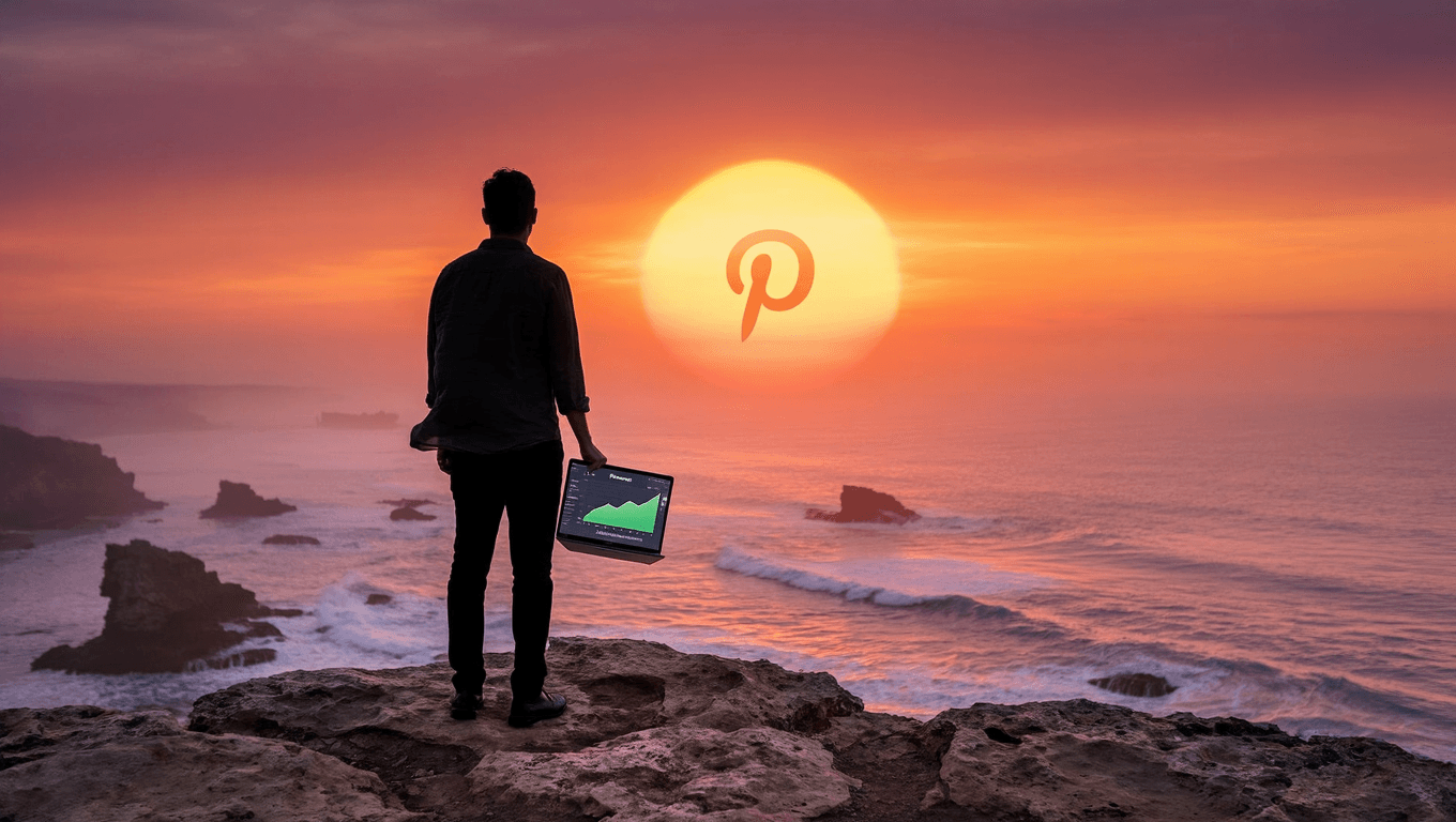 Affiliate marketer achieving financial freedom with automated Pinterest traffic passive income working from anywhere without paid ads or showing face online