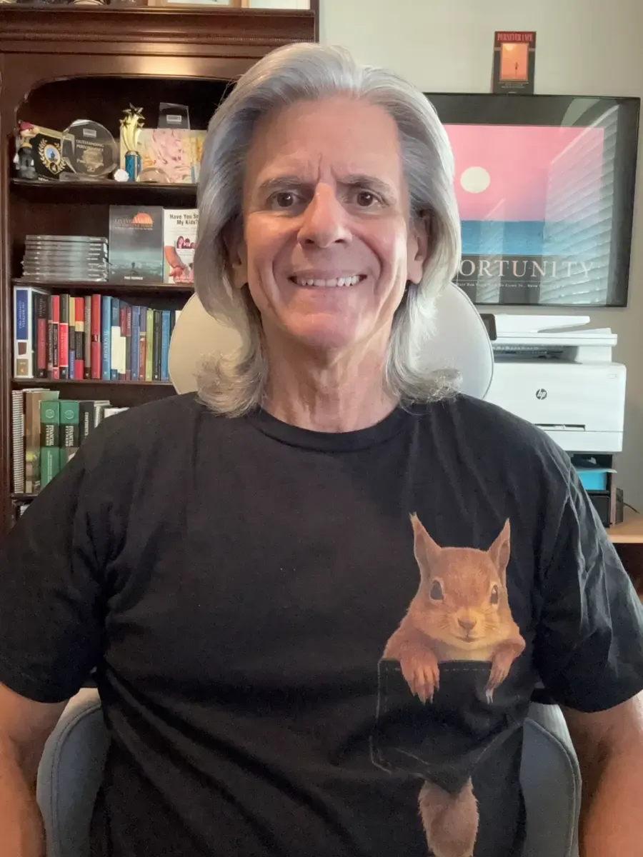 Paul Fedynich wearing his squirrel shirt