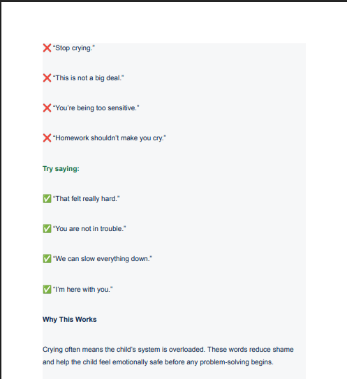 Meltdown Recovery Scripts with calm phrases for crying or overwhelm
