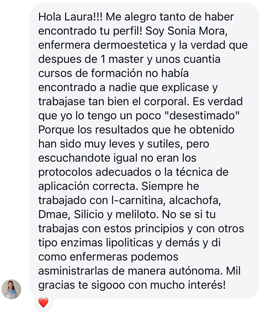Mensaje de una alumna