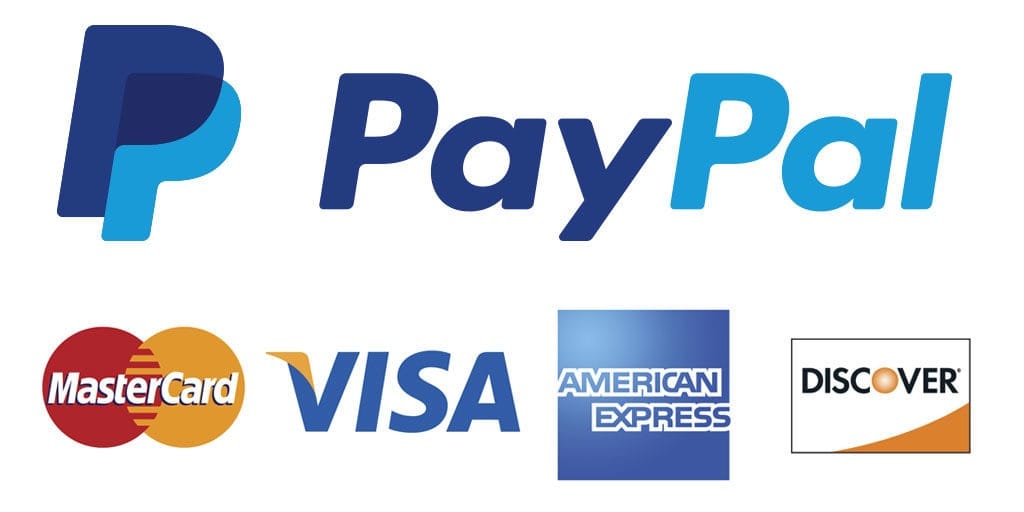 PayPal, Visa, Mastercard, American Express and other cards accepted