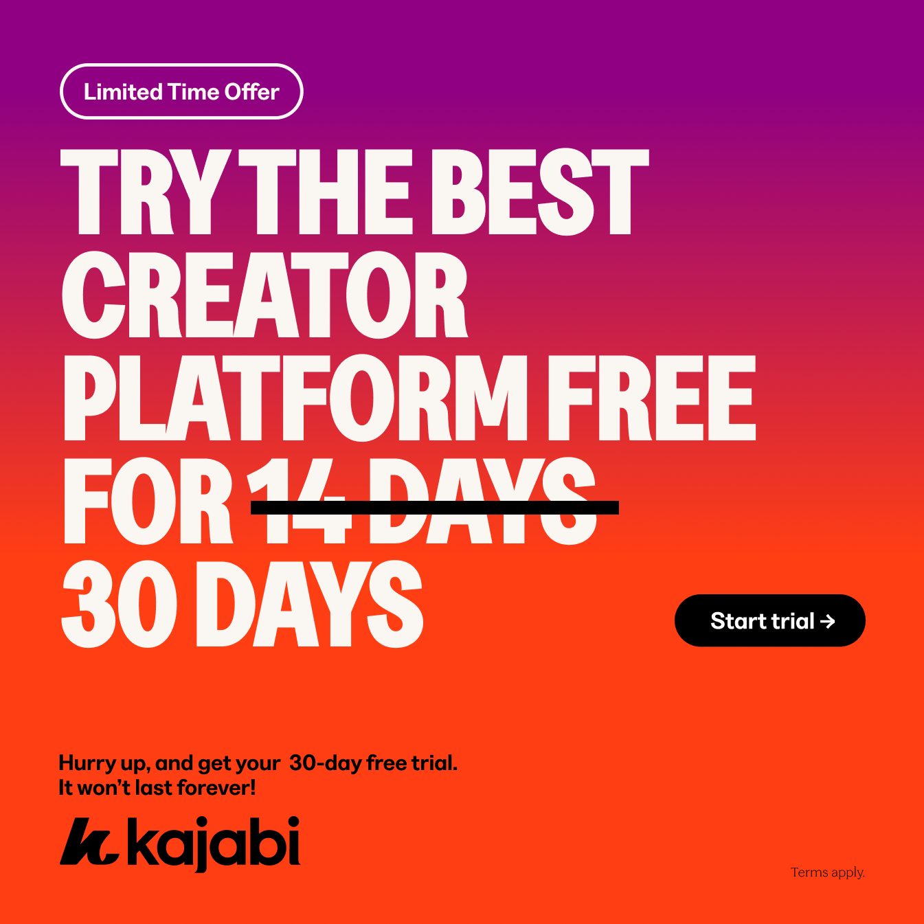 Kajabi 30 day trial